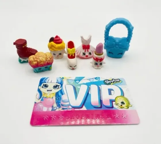 shopkins 7 unidades + cartão VIP