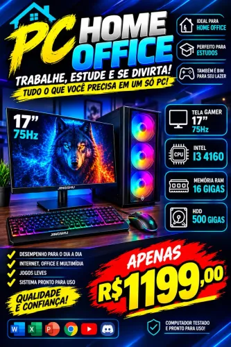 Pc Gamer HOME OFFICE COMPLETO Novo c/ Garantia