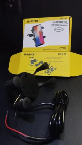 Suporte celular com carregador usb para moto