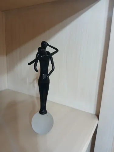 Estatueta Casal Íntimo Murano Original Itália - Preto c/ Base Leitosa - Peça Rara..26 cm