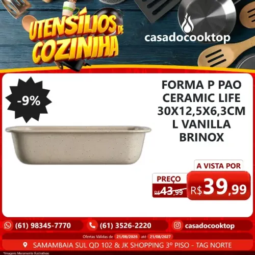 FORMA P/ PAO CERAMIC LIFE 30X12,5X6,3CM 1,4 L VANILLA BRINOX