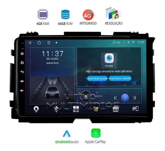 Multimídia Kronos 9863+ Honda 4+64gb 4g Carplay