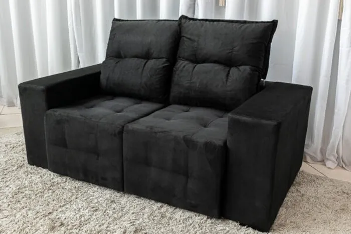 Sofá Retrátil e Reclinável Paris 1.70m Preto - Frete Grátis - 10x S/ Juros - Receba Hoje