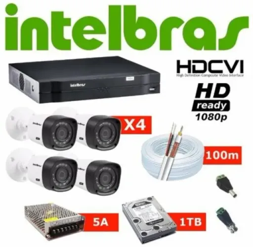kit Intelbras 4 cameras completo instalado 2.000,00 divido 5x