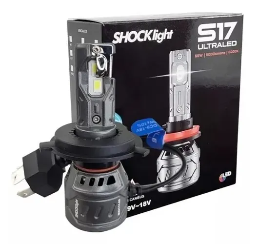 Lâmpada Ultra Led S17 P/ Moto - Encaixe H4 - Função Alta e Baixa - 5 Mil Lumens - UN