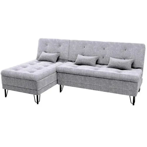Sofá Cama com Chaise 3 Lugares Encosto Reclinável Matrix p65