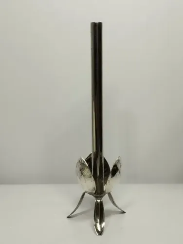 Vaso Solitário para Uma Flor Antigo Metal Prateado 