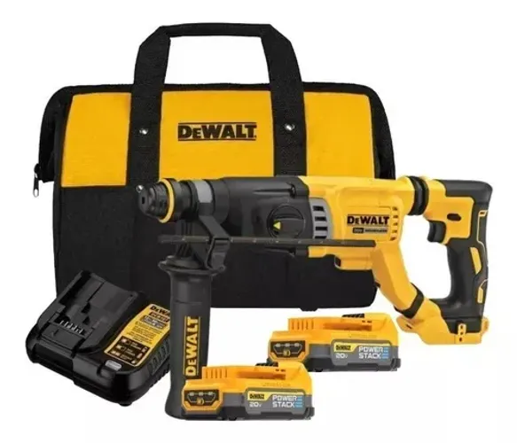 Kit Martelete Perfurador Rompedor Sds Plus 2 Baterias Powerstack 20V XR Brushless Dewalt