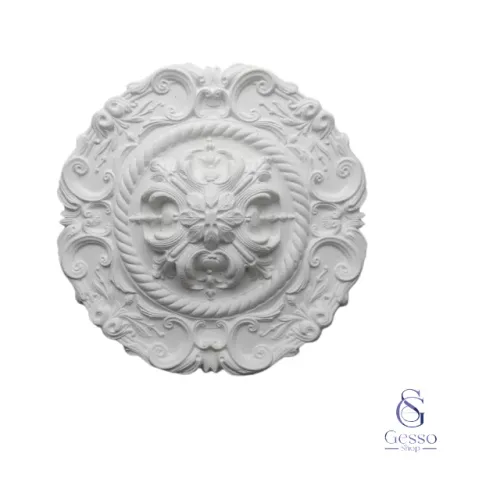 Florão Rosácea Mandala Aplique de Teto e Parede / Gesso / 42cm