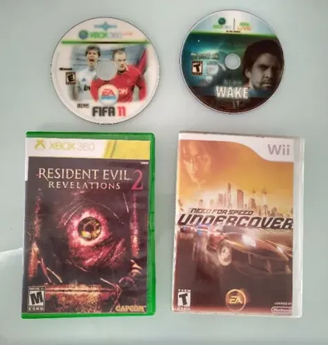 lote com 3 jogos de xbox 360 + 1 jogo de nintendo wii no estado - favor ler anúncio
