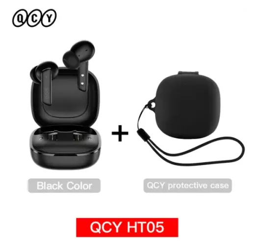 Fone QCY HT05 (MeloBuds) Bluetooth + Case + Kit Limpeza