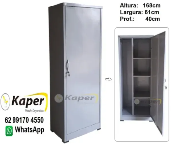 Armário multiuso de aço 01 porta  cinza ( novo )