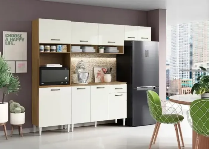 Armário de Cozinha Aurora + Balcão Atenas 9 Portas 1 Gaveta Novo fazemos entrega
