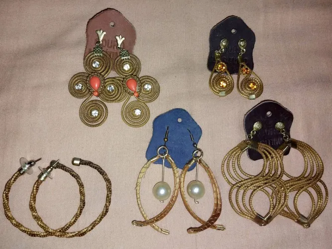 Brincos de Capim Dourado Legítimo - 5 pares 