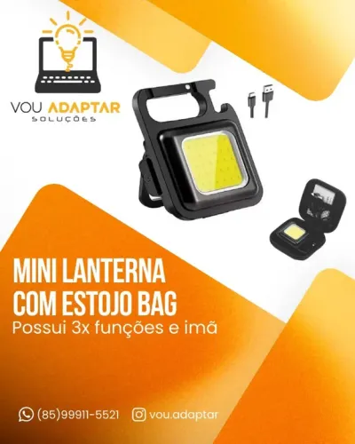 Mini Lanterna Recarregavel Multifuncional Luz Emergencia Usb Strobo e Bag