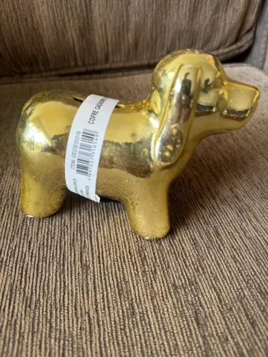 Cofrinho Estilo Cachorro Dourado - Bom Estado