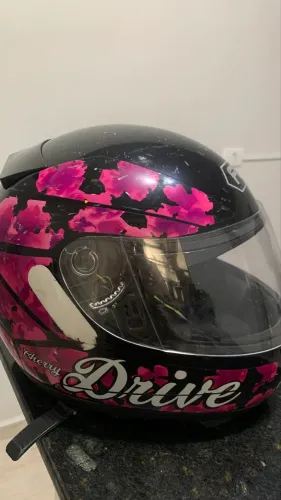 Capacete Feminino Fly Drive (rosa com preto) usado 