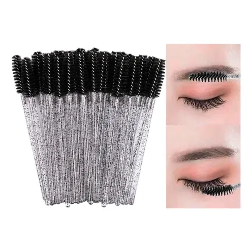 30 Escovinhas com glitter pretas,Descartáveis para Cílios e sobrancelhas 