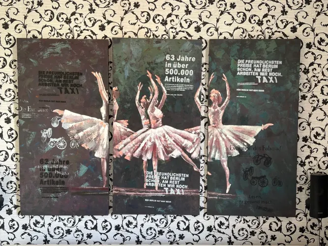 Tela quadro bailarina 3 partes 