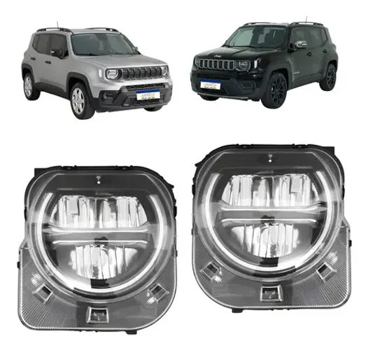 Par Farol Jeep Renegade 2022 A 2026 Full Led Com Reator Novo Ambos Lados