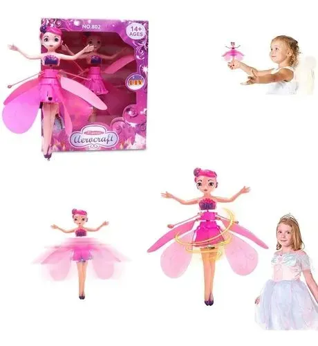 Boneca Que Voa Fadinha Voadora Fada Drone Brinquedo Linda<br>
