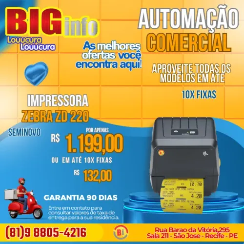 Impressora Termica de Etiquetas Zebra ZD220 (USB) (Substituta da GC420T) Idel para Mercado