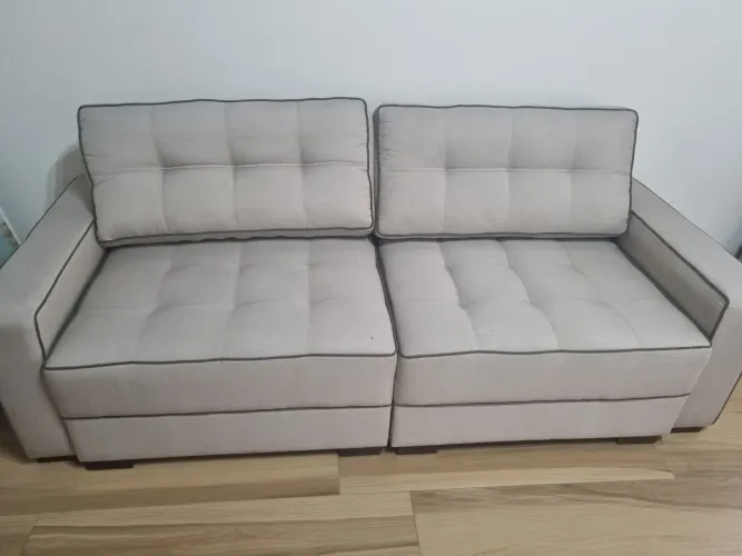 Sofá retrátil 2 Lugares linho Bege Claro