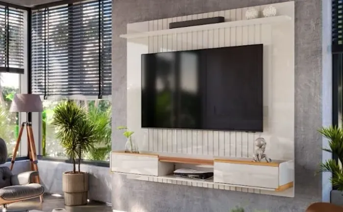 Painel para tv com entrega e montagem <br>Paitlas<br>Cor nova *Off white/Jequitiba*<br><br>*R$ 635,00*