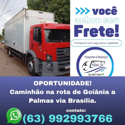 FRETE RETORNO DE GOIÂNIA A PALMAS