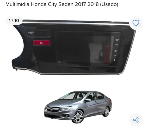 Central Multimídia Honda City 2017/2018
