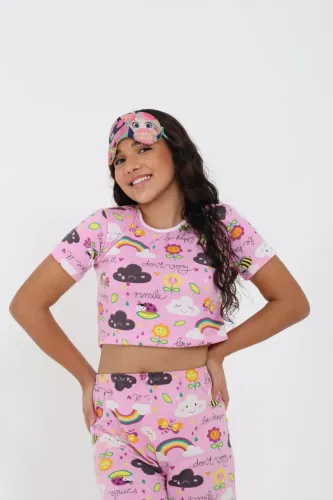 Conjunto Pijama Infantil Rosa Estampado 12, 14, 16