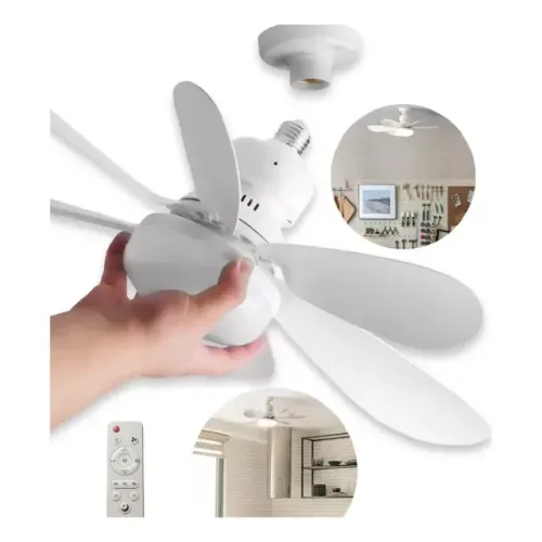 Ventilador Teto Lâmpada LED E27 Ajustável - Bocal de Lampada