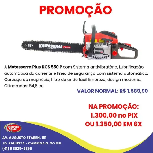 Motosserra Kawashima Plus KCS 550 P - NOVO - COM GARANTIA