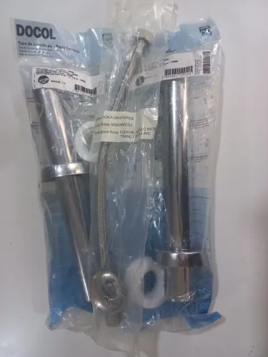 2 Tubo Ligação Docol 30cm Original Cromado Metale 1 Engate Flexível aço inox Roca