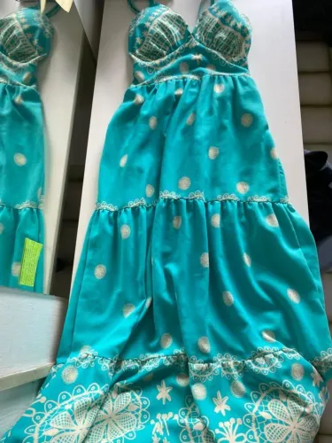 Vestido longo floral azul