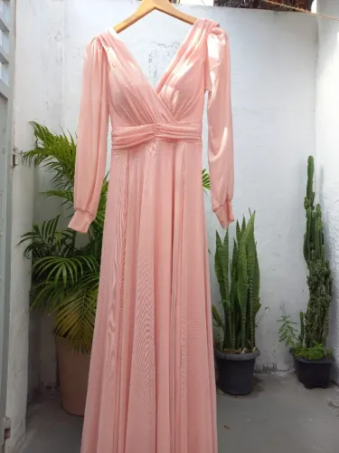 Vestido de Festa em Tule - Cor Rosê | Veste tamanho M (40/42)