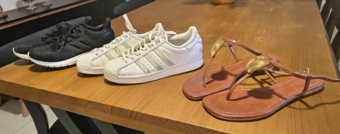 Tênis Feminino Adidas Academia + Tênis Feminino Adidas Casual + Rasteirinha Santa Lolla