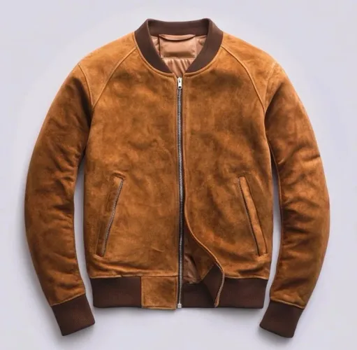 jaqueta bomber marrom suede importada M