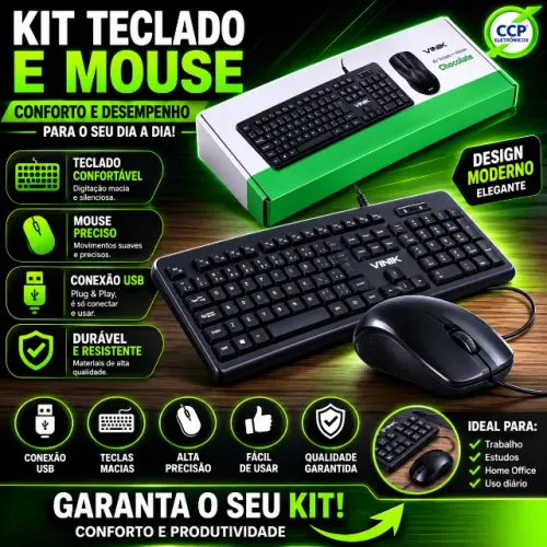 Kit Teclado E Mouse Usb Slim Chocolate Vinik - Sc100