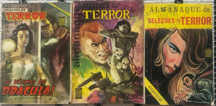 Lote com 3 almanaques Clássicos de terror anos 70