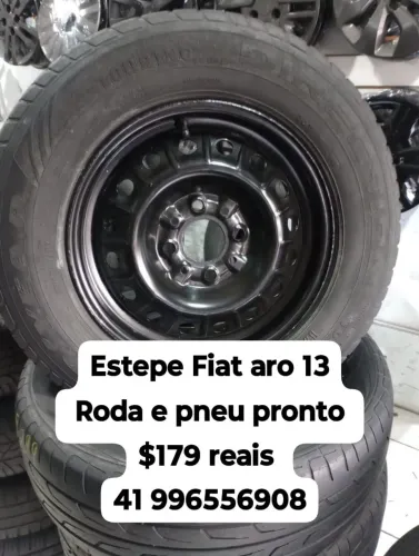 Roda Fiat aro 13 com pneu. Estepe pronto furação 4x98 original Fiat Palio uno Siena 