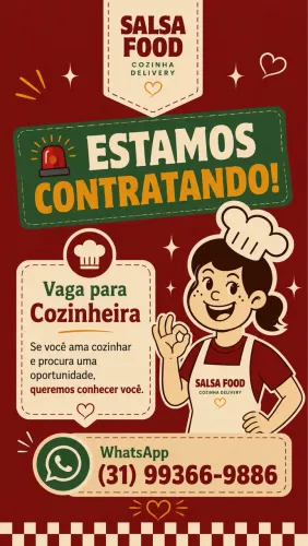  CONTRATA-SE COZINHEIRA / VAGA COZINHEIRA