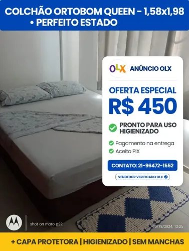 Colchão ORTOBOM Queen de 1,98 comprimento por 1,58 de largura