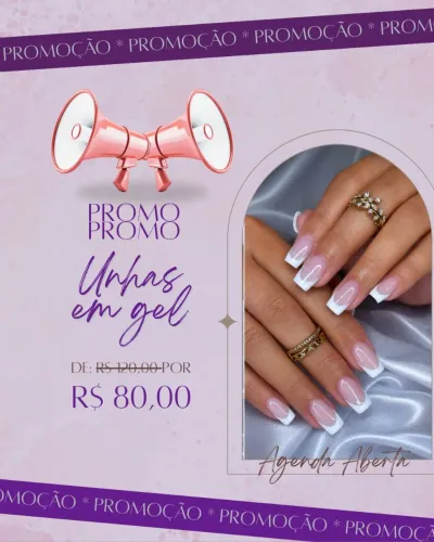 Promo Alongamento de Unhas em Gel