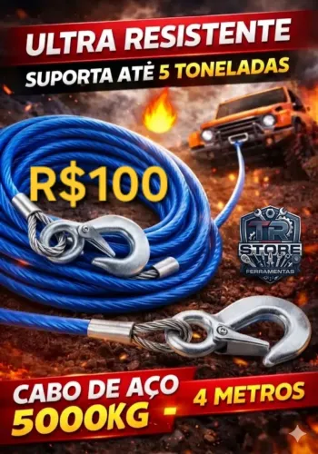 Cabo de aço para reboque até 5.000kg