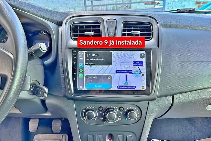 Multimídia Sandero/Logan 9P Android 2ram 32g carplay YouTube wifi Waze Netflix