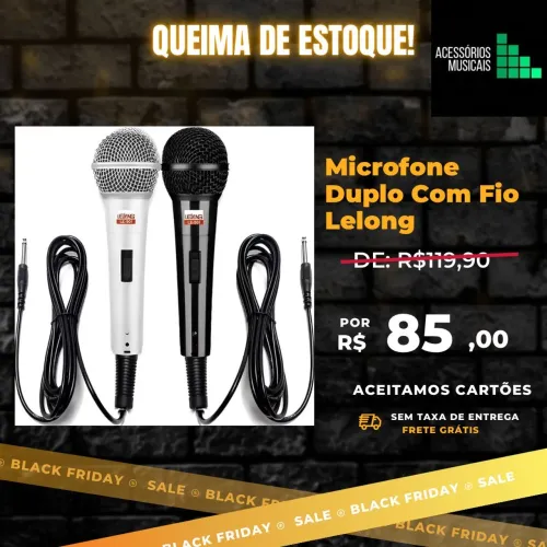 Microfone Duplo Com Fio