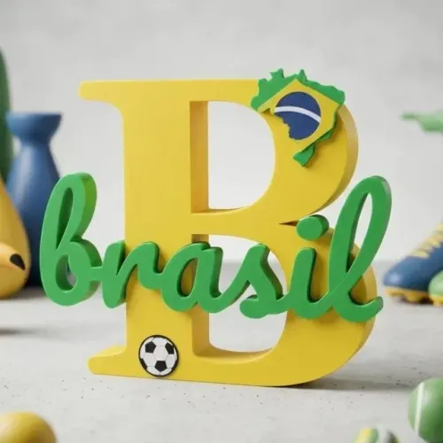 Letreiro de Mesa Brasil - Enfeite Verde Amarelo, Decoração Sala, Placa Copa ?