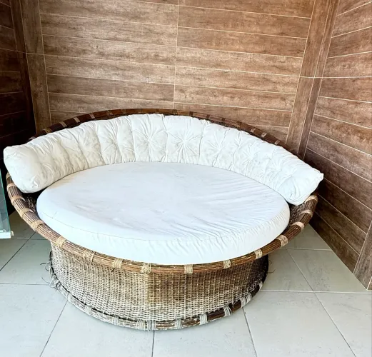 Chaise Ninho Redonda em Junco Natural Legítimo - Varanda Gourmet