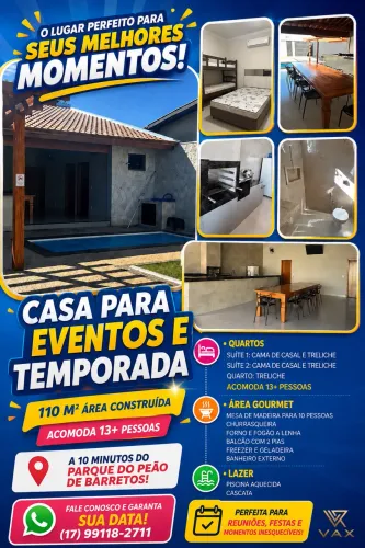 Casa de festa aluguel temporada em Barretos